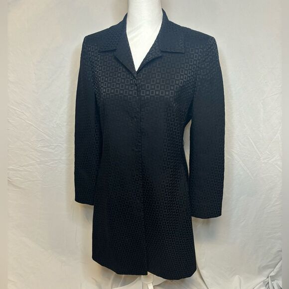Elie Tahari Monogram Black Square Suit Set Jacket Pants Women’s Button Up - Picture 1 of 13
